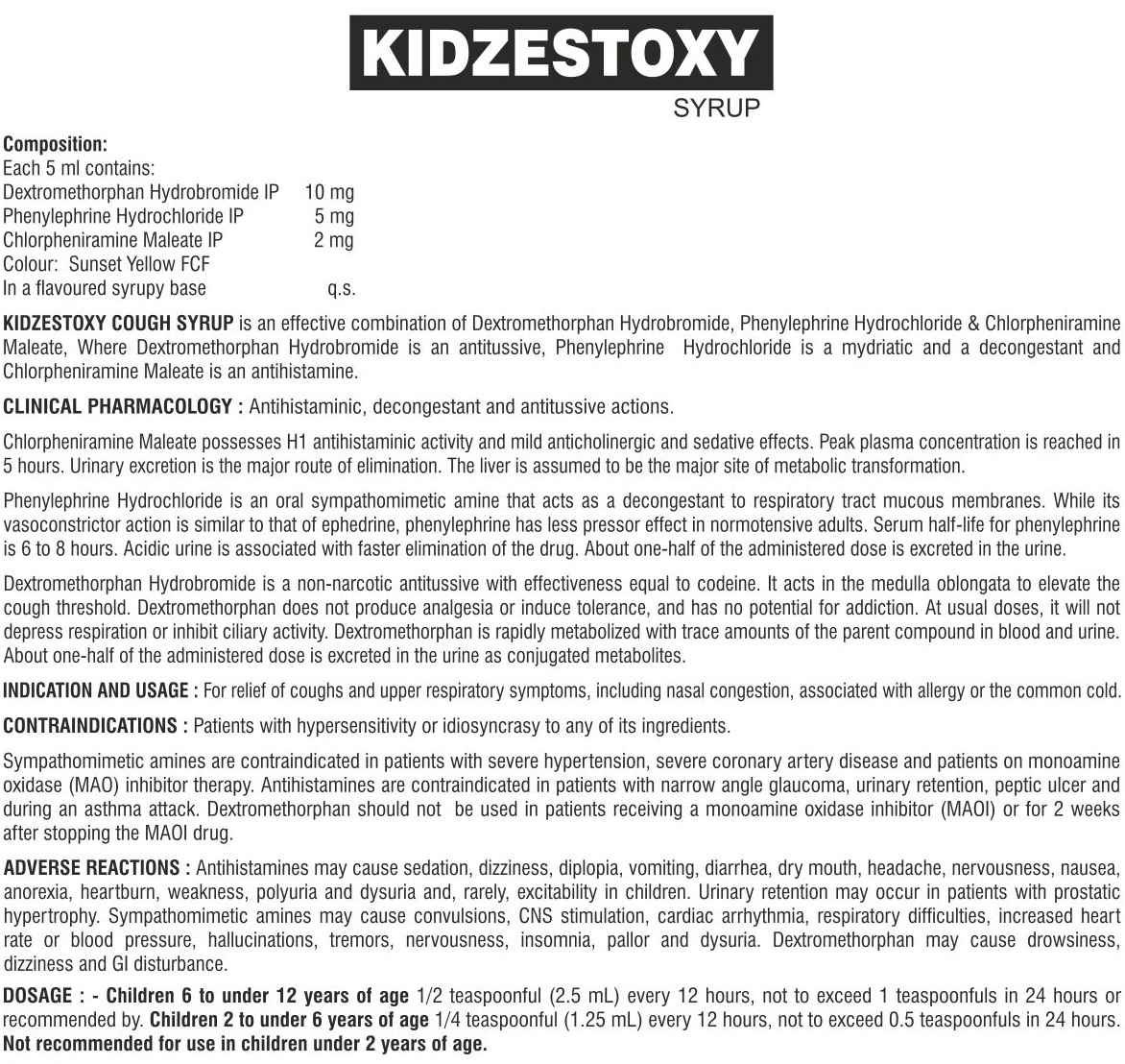 KID ZESTOXY COUGH SYRUP